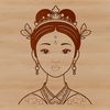 A detailed vector illustration of a young female princess in a classic fairy tale setting.