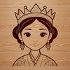 A young female princess character in a regal pose, designed as a vector graphic.
