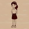 A simple illustration of a girl created with scalable graphics for easy editing and customization.