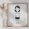 SVG illustration of a young girl, suitable for digital design and cutting machine projects.