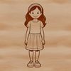 Female figure in simple outline form.