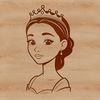 A digital illustration of a female princess in various colors.