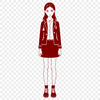 A young girl in a simple illustration style, suitable for various graphic design projects.