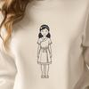 A young girl illustration in vector format suitable for various design applications and cutting machines.