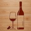 A vector graphic of a bottle and glass setting, ideal for design projects.