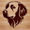 A detailed illustration of a golden retriever's head, suitable for use in digital design and crafting projects.