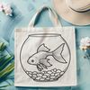 Colorful Fish Vector Art Design A digital vector art representation of a small goldfish with a rounded body and long fins.