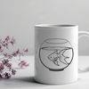 Vector Fish Outline Illustration An outline vector graphic representation of a goldfish, suitable for digital design and crafting projects.