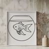 Cute Goldfish in a Bowl SVG Design A simple illustration of a goldfish in a fish bowl, suitable for vector design.
