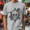 Intricately Designed Skull Clip Art A stylized illustration of a Gothic-style skull with intricate details, suitable for various digital crafting projects.