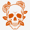 Gothic style skull design featuring intricate details and a rose motif, suitable for vector art projects.