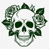 Stylized Rose Patterned Skull Design A stylized Gothic skull with a floral rose pattern integrated into the design.