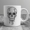 Haunting Halloween Decoration A stylized illustration of a skull with drips or drops, ideal for Halloween-themed designs.