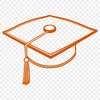 A detailed illustration of a graduation cap with tassels and a flat top.