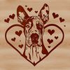 Loving Great Dane Illustration A large dog breed, the Great Dane, depicted in a simple vector illustration with heart shapes integrated into its design.