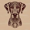 Ornate Dog Silhouette in Vector Format Large breed dog silhouette with ornate details in vector format.