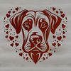 Adorable Heart-Touched Hound A stylized illustration of a Great Dane with heart motifs, suitable for digital design projects.