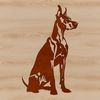 Relaxed Giant Breed Dog Illustration A large breed dog, specifically a Great Dane, sitting in a calm and relaxed pose.