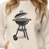 Grill and Utensils Graphic A graphic illustration of a backyard BBQ setup with a grill and utensils, suitable for vector art designs.