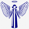 An SVG graphic representation of a heavenly messenger with wings and halo.