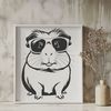 Retro-Style Cartoon Guinea Pig A cartoon guinea pig wearing sunglasses on a white background.