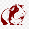 A small, furry guinea pig with large eyes and ears, depicted in simple vector lines.