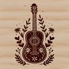 Guitar Design with Floral Elements A stylized illustration of a guitar with floral details.