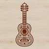 Free Guitar Clipart Design A detailed illustration of a guitar with ornate details, suitable for graphic design and digital art projects.