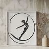 Female Athlete in Flight A vector illustration of a female gymnast in mid-air, highlighting her athletic form and movement.