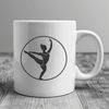 Gymnast in Flight on Balance Beam A female gymnast in mid-air, performing a flip on a balance beam.