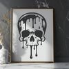 Spooky SVG Art with Droplets A stylized illustration of a skull with dripping effect.