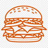 A tasty burger illustration A simple illustration of a hamburger with bun, patty, cheese, lettuce, and tomato.