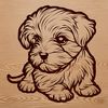 White Fluffy Canine Companion Icon A small, fluffy white dog breed sitting on a floor with a calm expression.