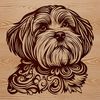 White Dog Silhouette Vector Image A small white dog with long, silky fur and a distinctive head shape, suitable for vector art and cut-out designs.
