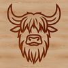 Beautiful Highland Cow Head Clip Art Highland cow breed portrait with rugged texture.