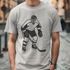 Beautiful Vector Sport Iconography Illustration of a hockey player in action, featuring bold lines and dynamic movement.