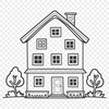 Modern House Illustration A simple, scalable SVG illustration of a modern house, ideal for various design applications.