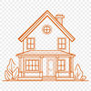 Cozy Traditional Residence Vector illustration of a traditional house with a gabled roof and symmetrical facade.