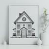 A Cozy Residential Home A simple vector illustration of a residential house with multiple rooms and a pitched roof.