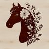 Floral Horse Silhouette A simple line drawing of a horse in floral-inspired design.