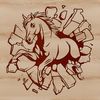 Horse in Motion SVG Vector A graphic illustration of a horse in motion, smashing through a wall, suitable for digital designs and cutting projects.