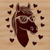 Stylized Horse Clip Art with Love Hearts A stylized illustration of a horse with love hearts surrounding it.