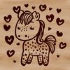 Whimsical Horse Design Featuring Love Hearts A detailed illustration of a horse with heart shapes incorporated into its design.