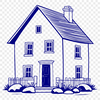 Beautiful House Design Vector Art A 2D illustration of a modern residential building with multiple windows and doors.