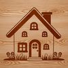 A 2D vector representation of a standard house structure with multiple rooms and a roof.