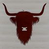 Farm Animal SVG Design: Highland Cow Head A illustration of a Highland Cow's head, a popular farm animal known for its distinctive appearance.