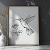 Vibrant Hummingbird Floral Illustration Hummingbird perched on a colorful floral branch, created as a digital vector graphic.