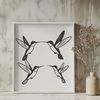 Delicate Hummingbird Bird Outline A detailed vector illustration of a hummingbird in flight, suitable for digital design and crafting.