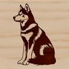 A portrait of a sitting husky dog, suitable for download as vector art.