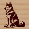 Cute Husky Vector Clip Art An illustrated husky sitting on its hind legs, suitable for graphic design projects.